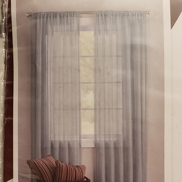 Teal Sheer Stripe Curtain Panel